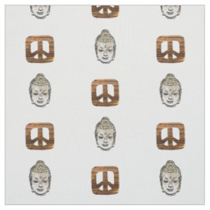 Tissu Wood Peace & Sephia Bouddha Impression