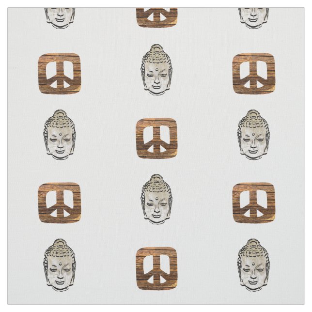 Tissu Wood Peace & Sephia Bouddha Impression (Échantillon)