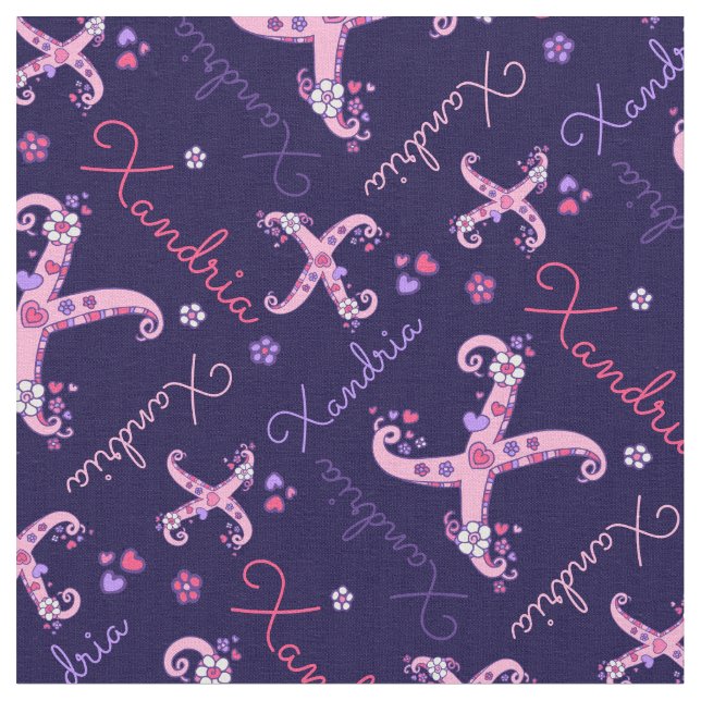 Tissu X monogramme et nom personnalisé Willow fabric (Fermer)