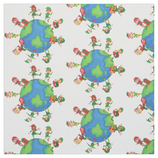Tissu xmas santa claus elves (Échantillon)