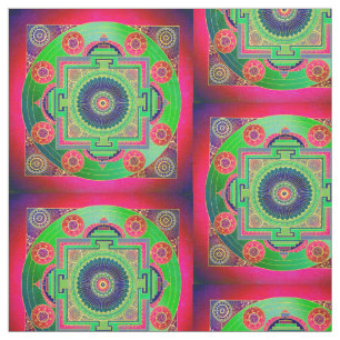 Tissu YANTRA - grande roue - vert rose