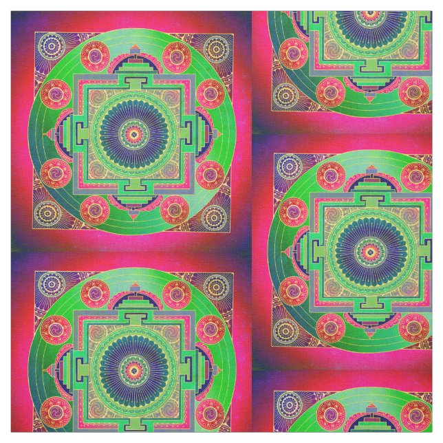 Tissu YANTRA - grande roue - vert rose (Échantillon)