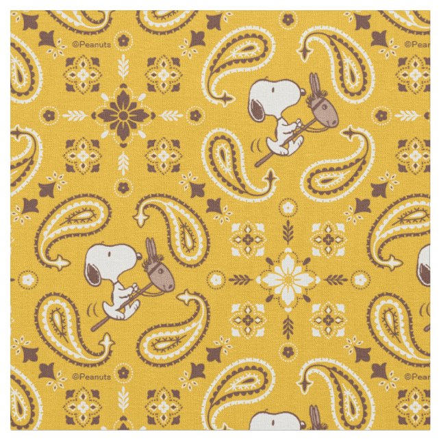 Tissu Yeehaw ! Snoopy Cowboy montant son Cheval à Bascul (Fermer)