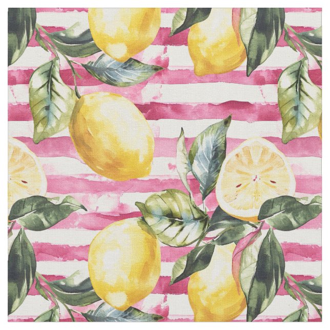 Tissu Yellow Lemon Print Fabric Cotton Fabric  (Fermer)