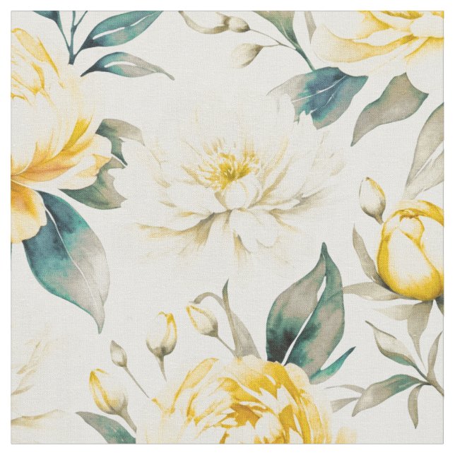 Tissu Yellow Watercolor Floral Botanical (Fermer)
