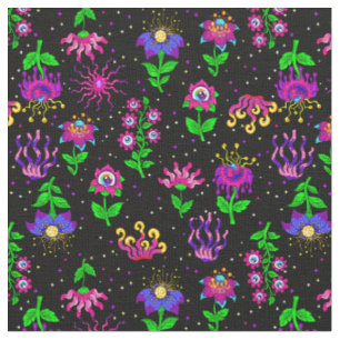 Tissu yeux surréalistes fantaisie florale fleurs fantais