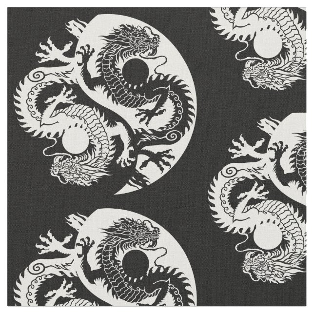 TISSU YIN YANG DEUX DRAGONS (Fermer)