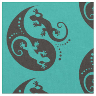 Tissu YIN & YANG Geckos black + your background & idea
