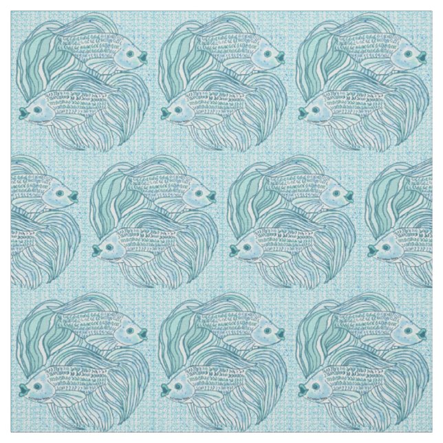 Tissu Yin Yang Poisson Koï Bleu (Échantillon)