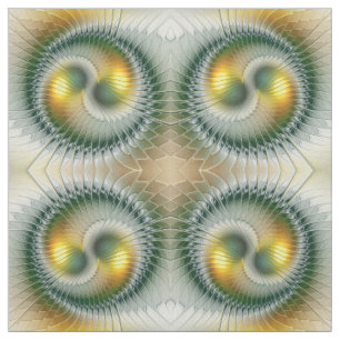 Tissu Yin Yang Vert Jaune Abstrait coloré Fractal