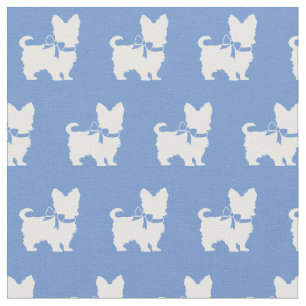 Tissu Yorkshire Terrier Dog Silhouette Yorkie Bleu clair