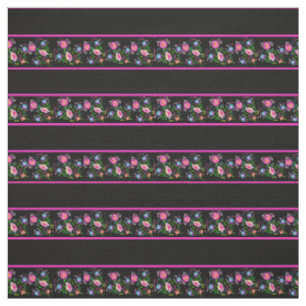 Tissu Zazzle noir PNG/noir, épingle rose, folk floral