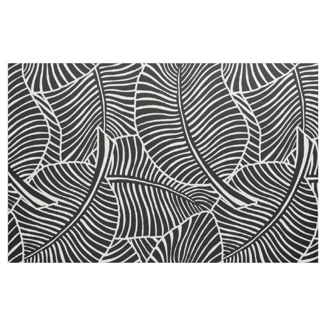 Tissu Zebra Palm Hawaiian Tropical Black and White (Fat Quarter)