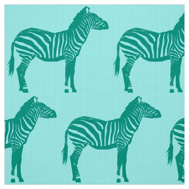 Tissu Zebra Print - Turquoise et Aqua (Échantillon)