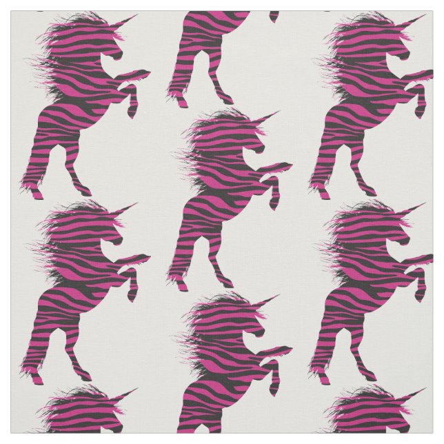 Tissu Zèbre rose et noir Imprimer Unicorne (Échantillon)
