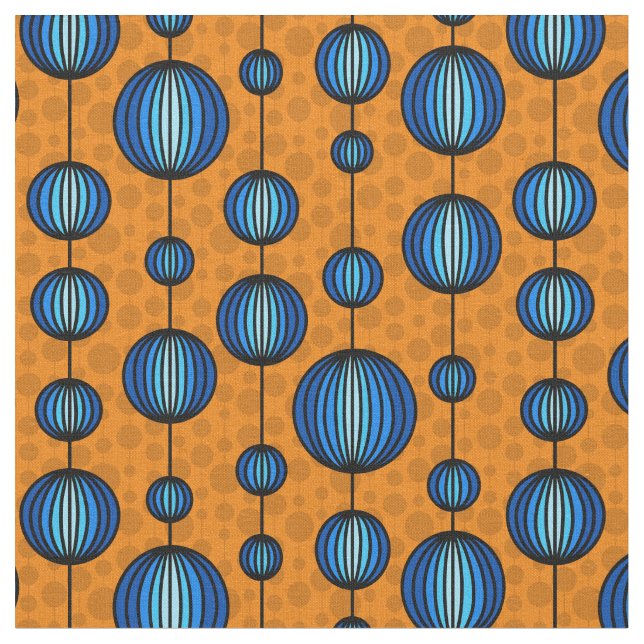Tissu Zen bizarre - Abstrait orange et bleu (Fermer)