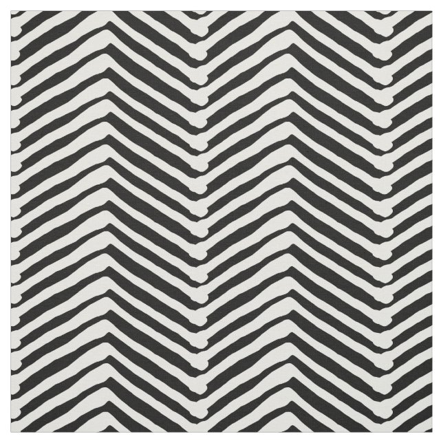 Tissu Zig zag strip noir et blanc motif design moderne (Échantillon)
