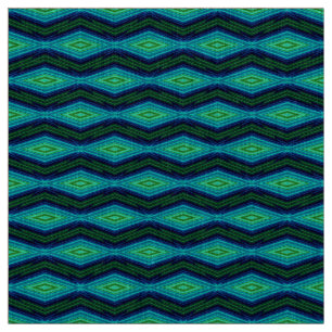 Tissu Zigzag géométrique moderne motif bleu et vert
