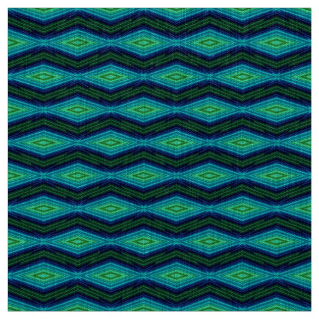 Tissu Zigzag géométrique moderne motif bleu et vert (Échantillon)