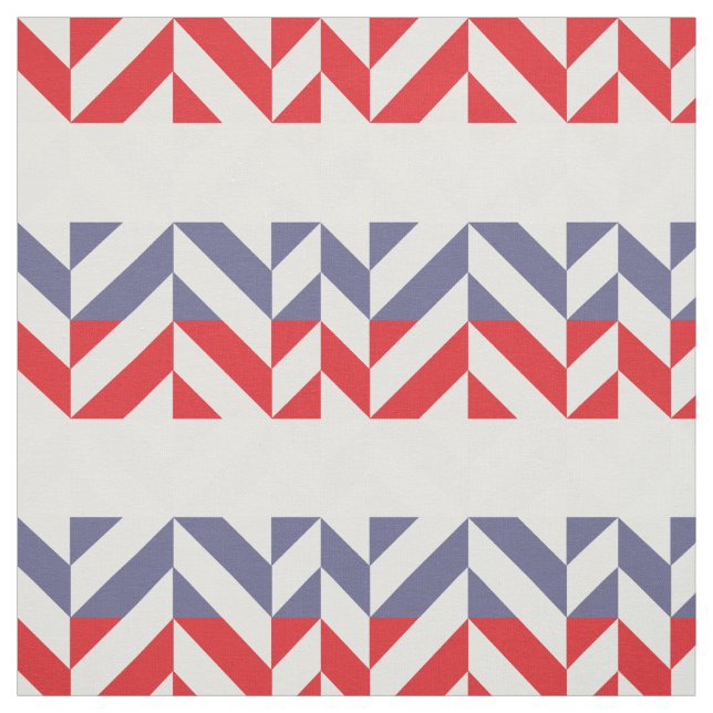 Tissu ZigZag géométrique rouge blanc et bleu (Échantillon)