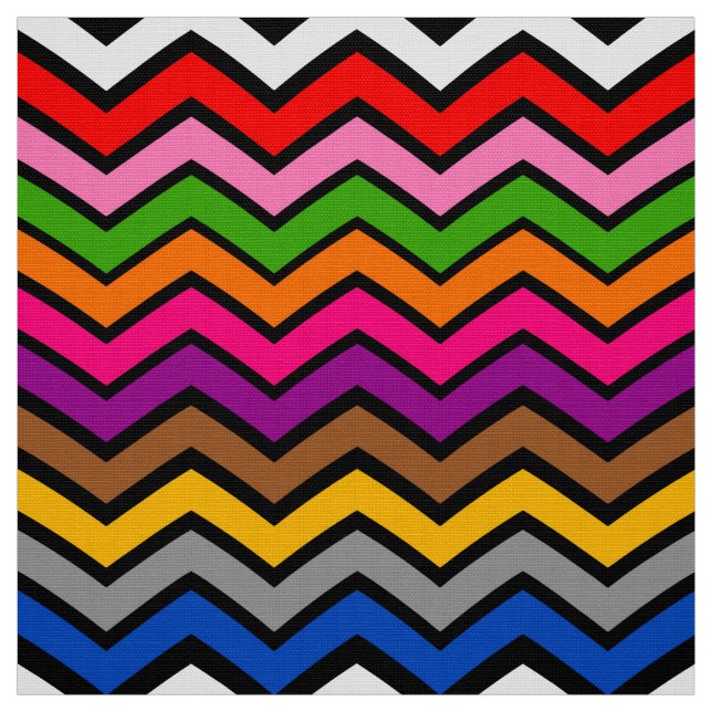 Tissu Zigzag multicolore Chevron Design noir (Échantillon)