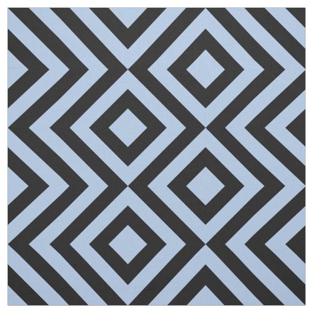 Tissu Zigzags bleu-clair et noirs et diamants (Échantillon)