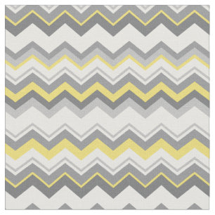 Tissu Zigzags gris et jaunes, taille personnalisée