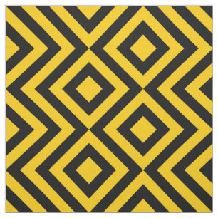 Tissu Zigzags jaunes et noirs géométriques et diamants