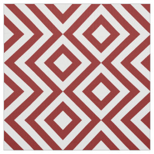 Tissu Zigzags rouges et blancs géométriques et diamant