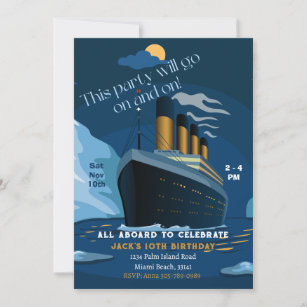 Titanic Cruise Ship Liner Anniversaire Invitation