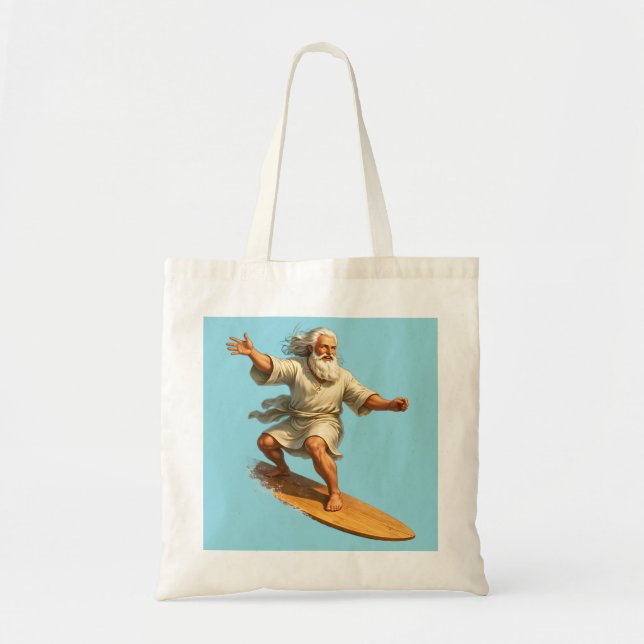 Title surfing Moses biblical art tote bag (Devant)