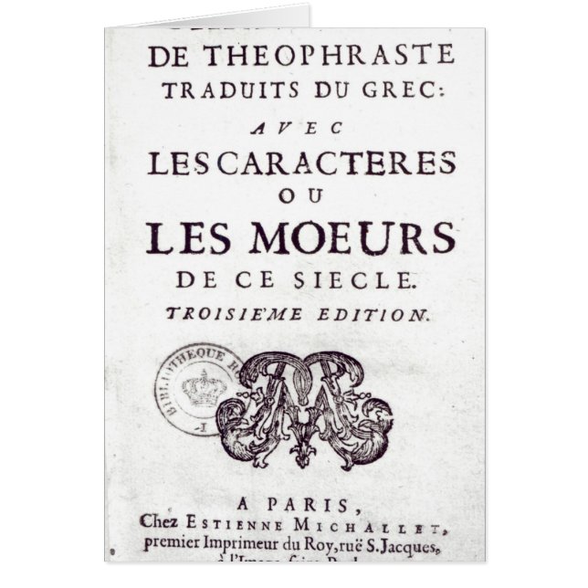 Titlepage 'Les Caracteres de Theophraste (Devant)