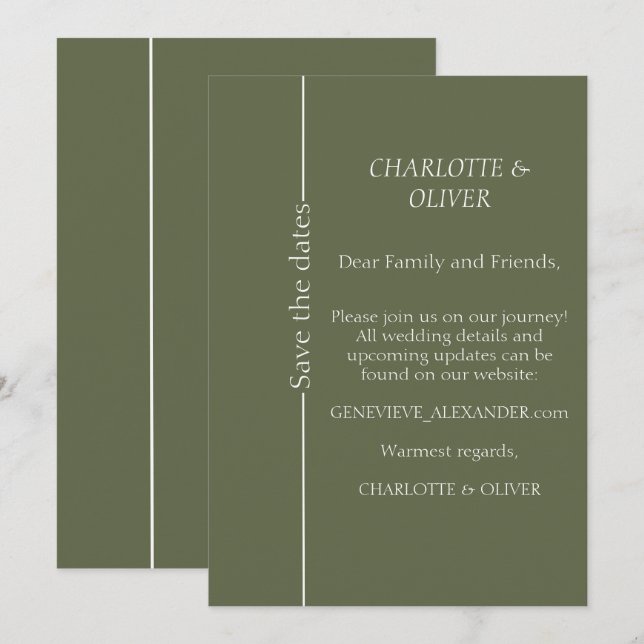 Titre : Élégante Carte de Mariage Moderne de Save  (Devant / Derrière)