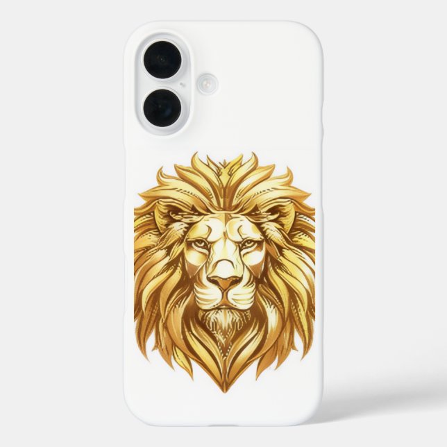 Titre : Étui iPhone à tête de lion doré (Verso)