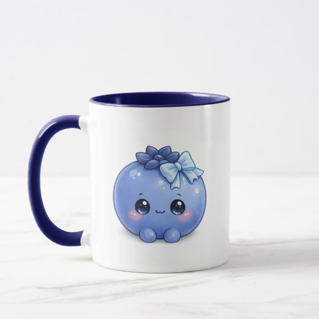 Titre : Mug à café bleu myrtille kawaii mignon  (Gauche)