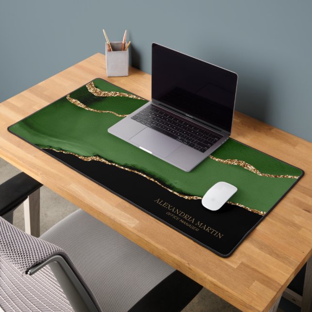 Titre nominatif en marbre vert noir Agate Or  (Bureau 2)