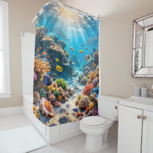 Titre rideau de douche tropical corail sous la mer