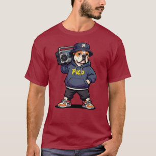Titre : T-Shirt Graphique Chien de Dessin Animé Fu