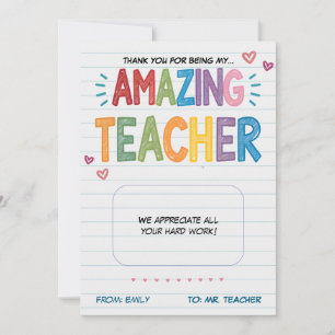 titulaire de carte cadeau pour enseignant