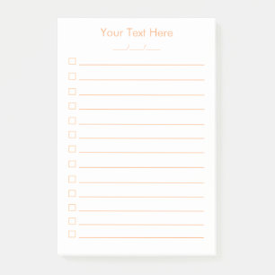 To Do List Custom Post-it® Notes White Orange 4x6