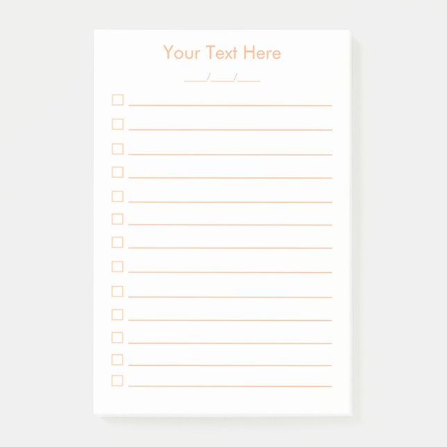 To Do List Custom Post-it® Notes White Orange 4x6 (Devant)