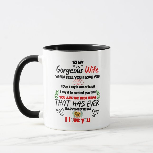 To My Gorgeous Wife Ceramic Coffee Mug for Women (Gauche)