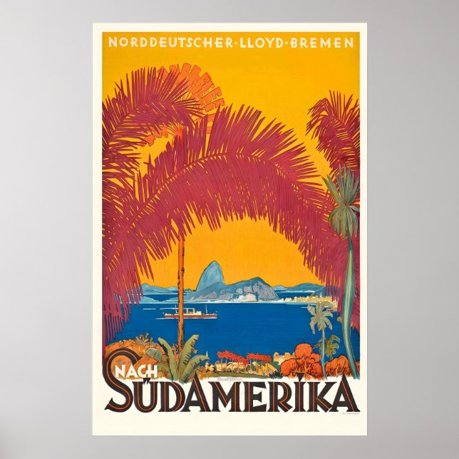 To South America Vintage Travel Poster (Devant)