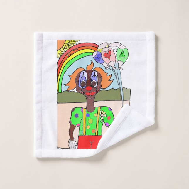 toalha de rosto desenho palhaço com balões  (Gant de toilette)