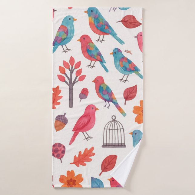 Toalha Pássaros e Flores DESING (Serviette de bain)