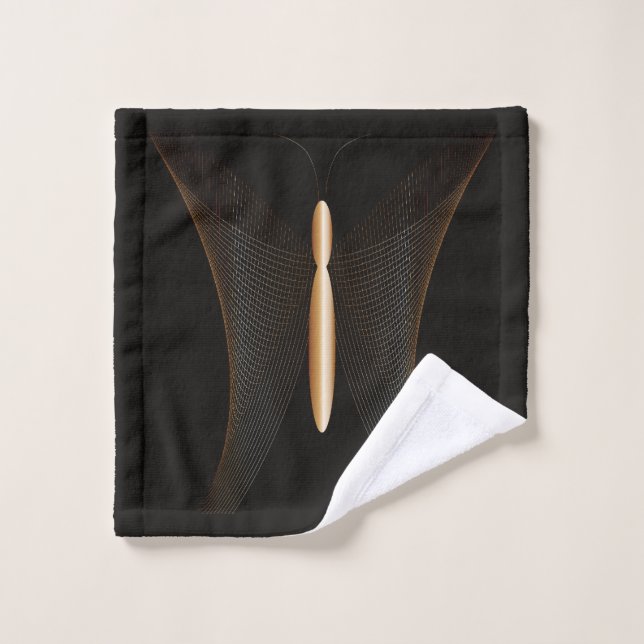 Toalla de cara elegante con mariposa dorada  (Gant de toilette)