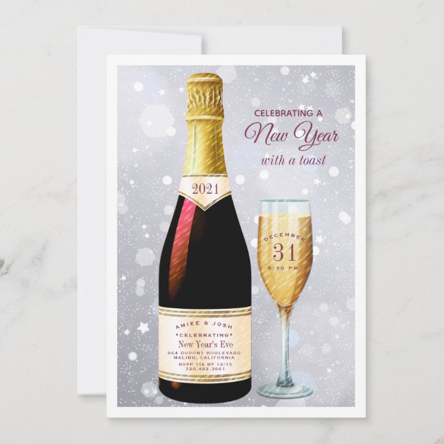Toast de Champagne| Invitation à la fête du Nouvel (Devant)