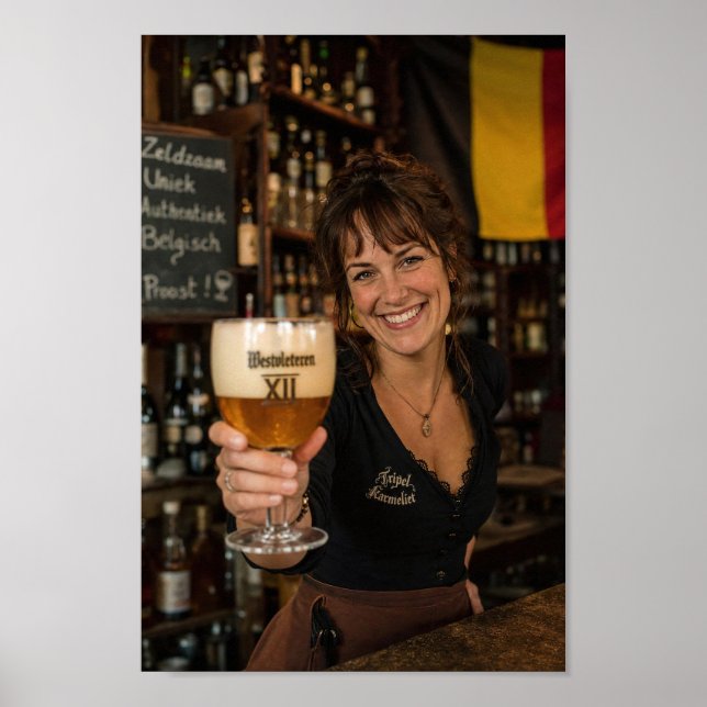 Toast de taverne belge avec affiche de Tripel (Devant)