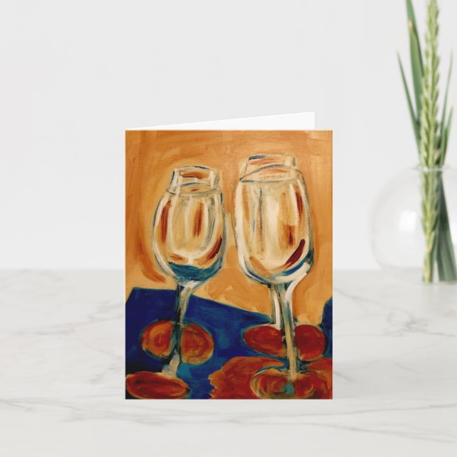 Toaster avec quatre verres à vin carte (Devant)