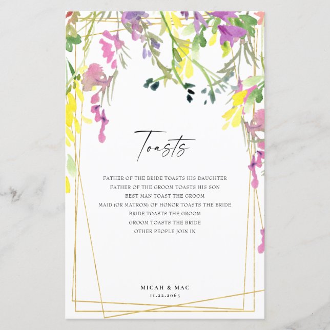 Toasts de réception géométrique Fleur sauvage colo (Devant)